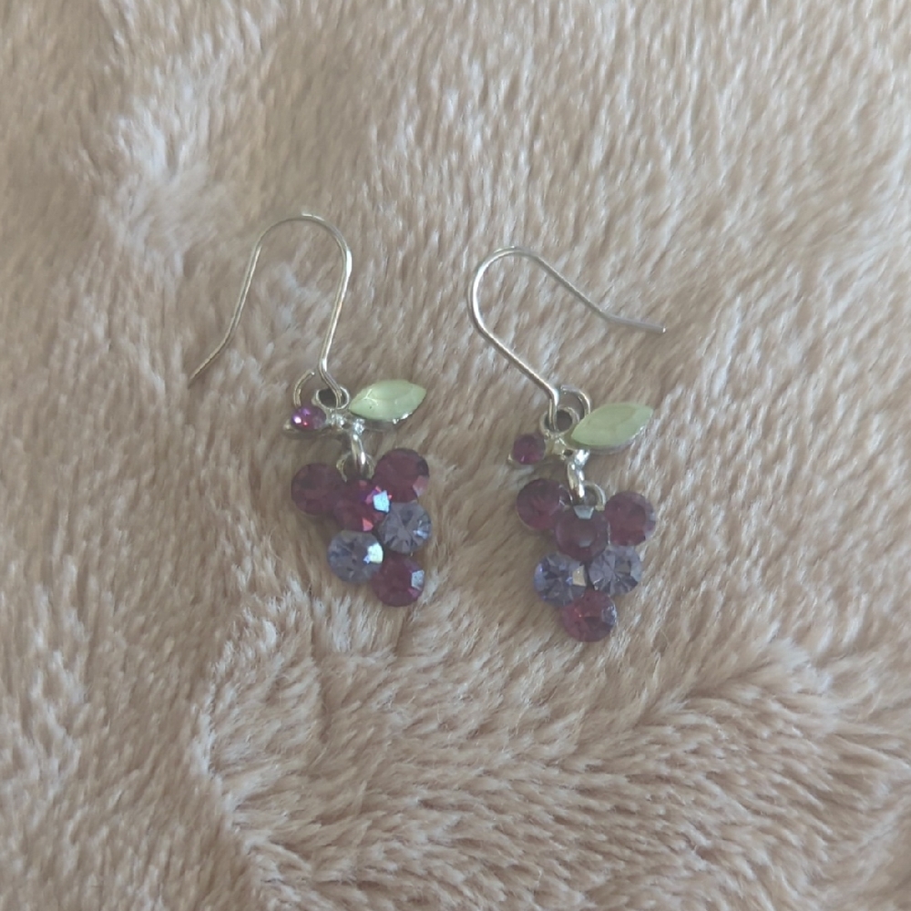Elegant Purple and Green Cluster Earrings